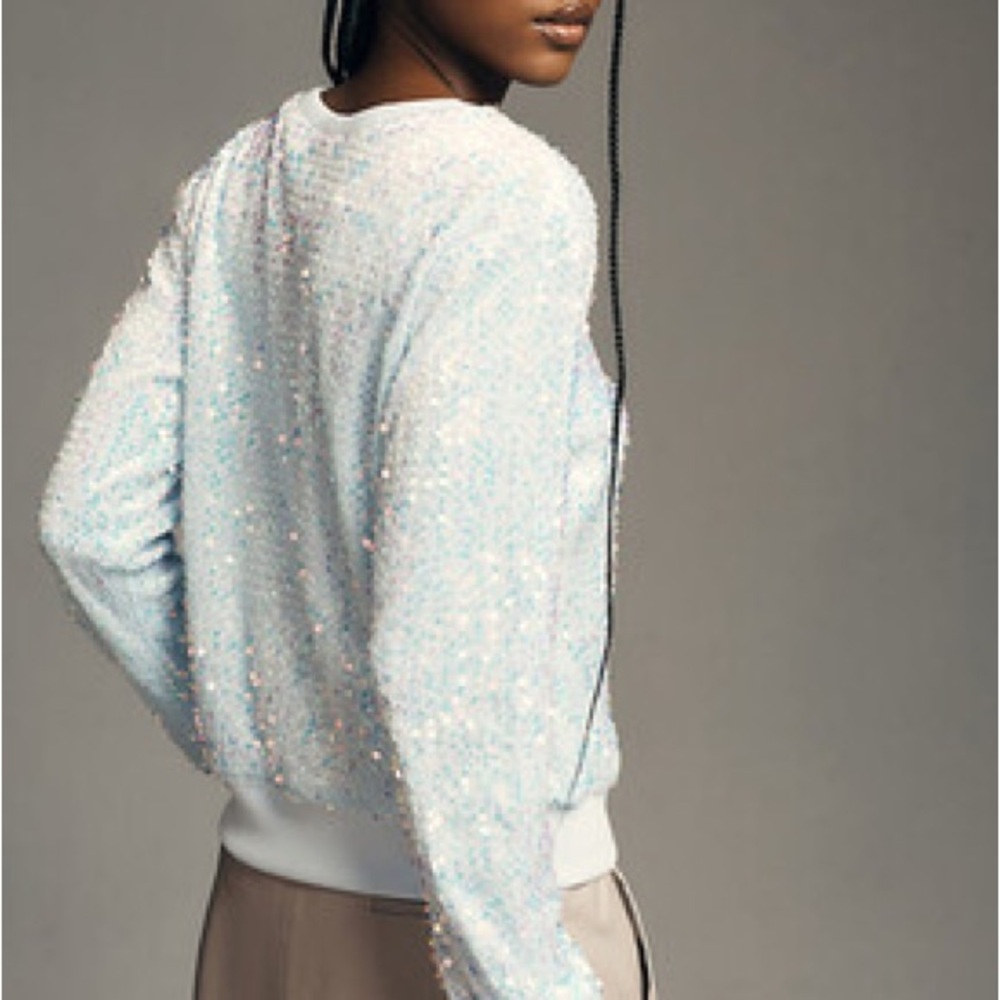 Anthropologie Baby Blue Sequin Sweatshirt